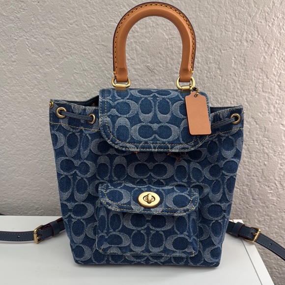 COACH Riya Backpack 21 In Signature Denim - Picture 1 of 10
